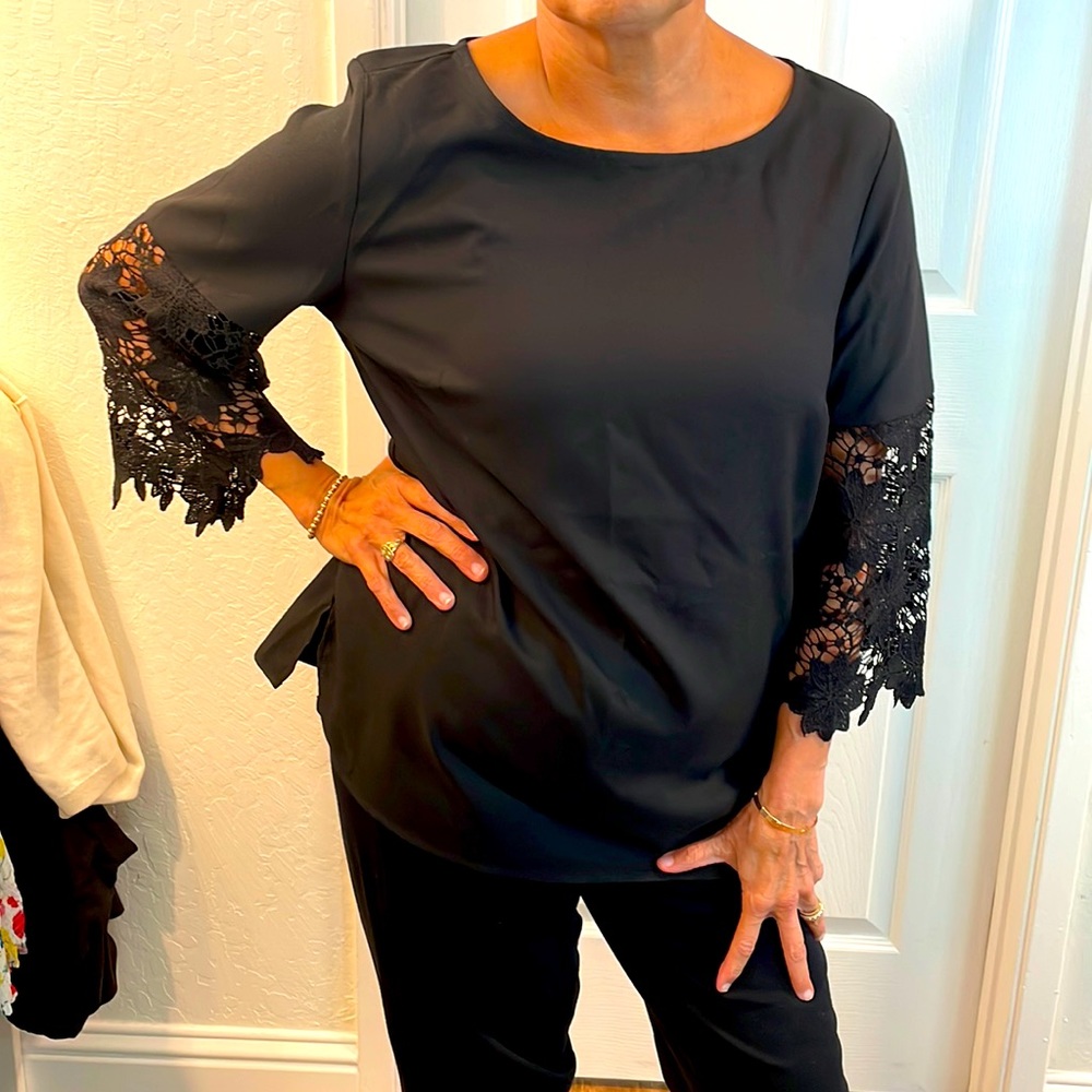 Black Blouse w lace sleeves
